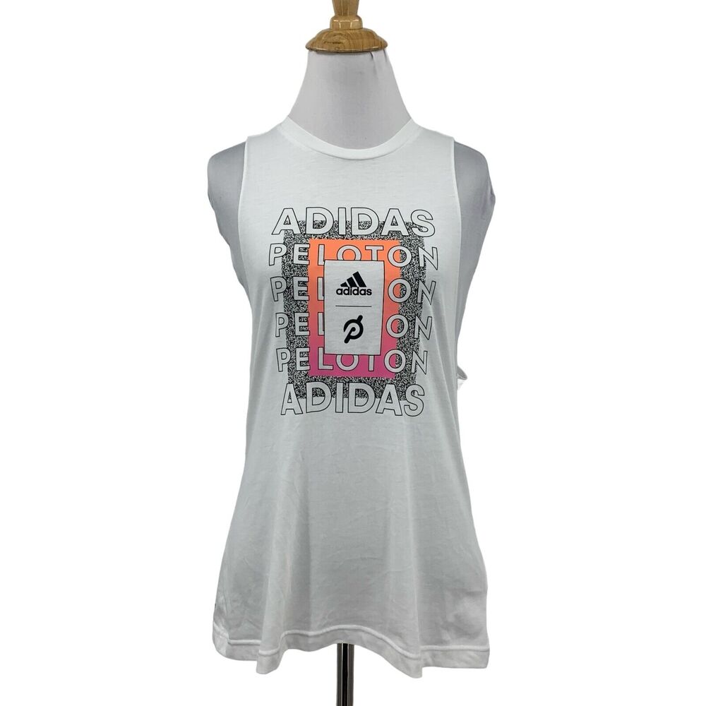 Adidas X Peloton Tank Top Womens S Small White Cutoff Muscle Crew Aeroready
